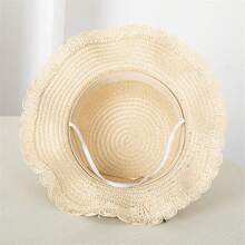 1 Chiếc Mũ Chống Nắng Có Vành Rộng Có Hai Bông Hoa Cho Trẻ Em, Mũ Rơm Chống Nắng Cho Bé Gái Có Hai Bông Hoa - Mũ Đi Biển Và Ngoài Trời Cho Trẻ Em - trắng - Xem 6