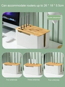1入組帶插座的路由器收納盒,適用於插頭板,電源/數據電纜,充電器,適合桌面使用,白色矩形,有/無竹蓋,適用於無線wifi,電視盒,光纖調制解調器裝置 - 白色 - 查看 8