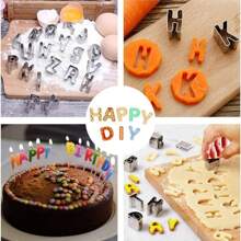 26pcs Alphabet Cookie Cutter Set, Mini Stainless Steel Letter Mold Suitable For Baking, Pastry, Gummies, Donuts, Fruits, Cake Decorating Tools - Silver - View 6