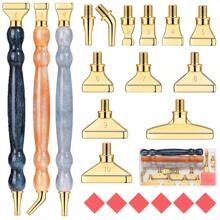 12 件金色/银色/彩色玫瑰金钻石钻头 + 1/3 件闪亮葫芦笔形塑料笔 + 6 件红胶 + 1 件塑料盒钻石画工具套件，螺纹 - 12pcs金色鑽頭 - 查看 23