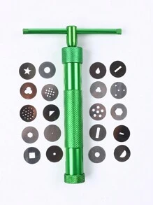 1套healeved黏土槍擠出器陶瓷黏土擠出器diy幾何形狀玩具麵條毛坯模具,兒童教育玩具 - 綠色 - 查看 3