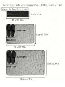 1 pièce Tapis De Bain Motif Pierre - Gris - Voir 2