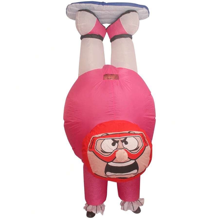 1pc Halloween Inflatable Upside Down Skiing Costume For Sports Performance, Daily Cosplay, Funny Party Gatherings - Baby Pink - View 1