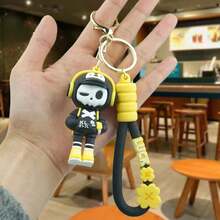 1 pièce Porte-clés de poupée en caoutchouc souple PVC avec visage de dessin animé mignon unisexe. Idées de cadeaux pour fête, anniversaire, Halloween, Noël. Accessoires de sac, porte-badges, accessoires de voiture.