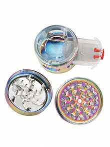 4 Layers Grinder With Drawer Herb Grass Smoke Crusher Hand Cranked Clear Top Crank Pollinator Spice Grinders - Multicolor - View 7