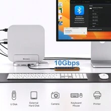Minisopuru 升級版 迷你底座 支援 M.2 Nvme/sata 固態硬碟、迷你擴展孔集線器 - 銀色 - 查看 4