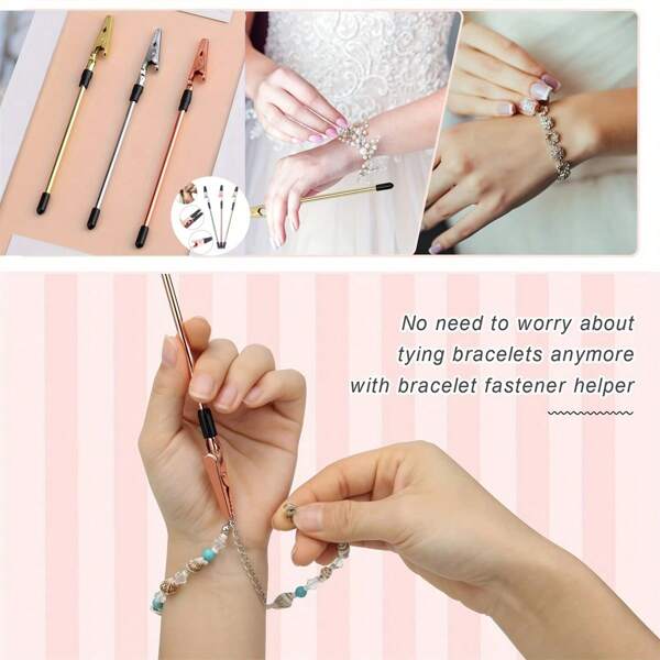 1pc/2pcs/3pcs/3colors Set Bracelet Jewelry Wear Assistance Tool, Multifunctional Spring Clamp For Model Painting, Roach Clip For Joints, Jewelry Making Tools, Bracelet Expander, Fastening And Hooking Equipment