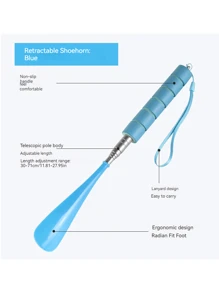 11.8英寸至27.9英寸伸縮金屬鞋撐,可調節長度,鋁合金,可攜帶的長柄鞋撐,老年人,男女,兒童專用 - 粉色 - 查看 5