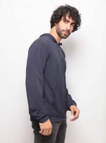 Men Zip-Up Hoodies - 藏蓝色 - 查看 4