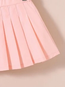 Conjunto de falda plisada de 2 piezas de color sólido para niña - Multicolor - Ver 5