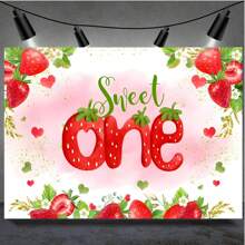 Fondo De Cumpleaños De Fresa, Decoraciones Dulces Para La Primera Fiesta De Cumpleaños, Fondo De Fotografía, Pancarta De Fiesta De Cumpleaños Con Tema De Fresa, Decoración De Fondo De Ducha De Pastel De Fresa - Multicolor - Ver 2