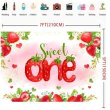 Fondo De Cumpleaños De Fresa, Decoraciones Dulces Para La Primera Fiesta De Cumpleaños, Fondo De Fotografía, Pancarta De Fiesta De Cumpleaños Con Tema De Fresa, Decoración De Fondo De Ducha De Pastel De Fresa - Multicolor - Ver 4