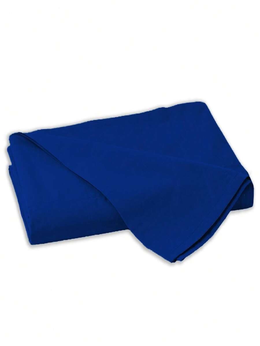 Lençol De Casal Superior Cima Sem Elástico Micro Percal 400 Fios Acabamento Em Bainha - Azul Marinho - Visão 1