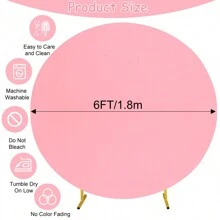 Round Wedding Arch Cover For Circle Arch Stand, Thick Polyester Fabric Adjustable Circle Arch Backdrop Cover For Wedding Birthday Party Shower Photography Decoration Valentine's Day (Not Inclue Circle Stand) - 粉色 - 查看 3