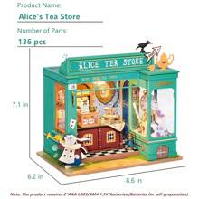 Robotime Rolife  DIY Miniature House Kit With Furnitures Tiny House Making Kit With LED Light Creative Gifts For Teens Adults Home Decor - Mint Green - View 4