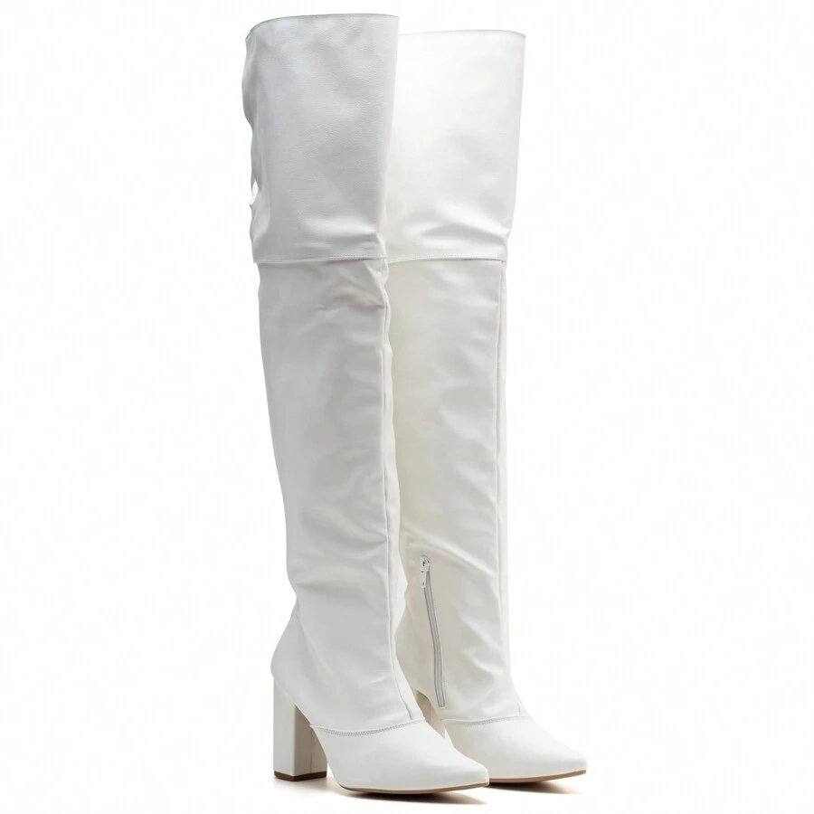 Women Over-The-Knee Boots - 白色 - 查看 1