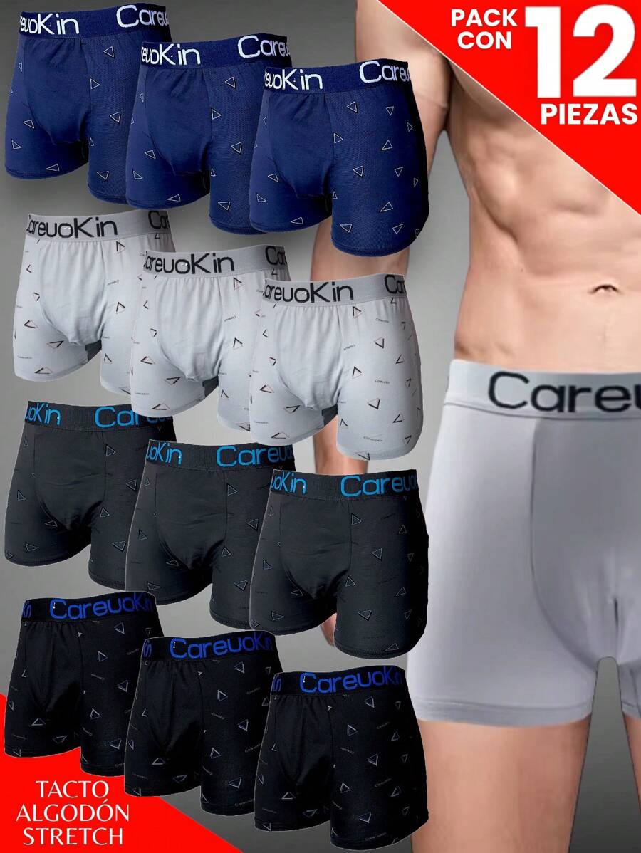 12 PIEZAS DE BOXER PARA CABALLERO TACTO ALGODÓN SEAVE Y STRETCH - Burdeos - Ver 1