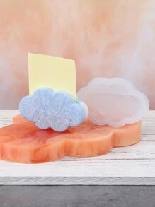 1 件树脂名片夹硅胶模具，半圆形、花朵、云朵、彩虹、六边形和心形，用于 DIY 装饰品制作 - 白色 - 查看 9