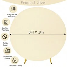 Round Wedding Arch Cover For Circle Arch Stand, Thick Polyester Fabric Adjustable Circle Arch Backdrop Cover For Wedding Birthday Party Shower Photography Decoration Valentine's Day (Not Inclue Circle Stand) - Màu be - Xem 3