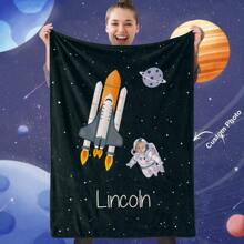 1入組定制面孔毯子禮物,個性化宇航員毯子,最佳空間愛好者個人化女兒或兒子生日禮物,來自媽媽或爸爸的婚禮禮物,印花法蘭絨毯,柔軟舒適的毯子,適合臥室床,沙發,辦公室多用途披毯,戶外露營旅行,對我女兒或兒子的毯子舒適,完美抱著、野餐和放鬆時光,家庭節日禮物毯子,新手父母禮物 - 彩色 - 查看 1