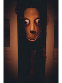 Halloween Momo Style Scary Seagull Latex Full Face Mask With Long Hair - Apricot - View 6