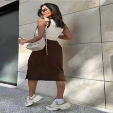 Women Two-Piece Outfits - 咖啡棕 - 查看 1