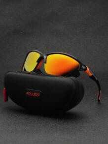 POLASUP 1pc Polarized Semi-Rimless Men's Outdoor Cycling Sports Glasses With Silicone Foot Cover, Soft Nose Pad, Windproof, Suitable For Sports And Travel Beach Accessories Glasses Shades Easy Comfort Casual Outfits Outdoor Cycling Glasses For Summer Beach Vacation,Outdoor,Travel