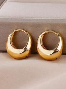 1 Pair Stainless Steel Small Hoop Earrings For Women Gold Color Round Water Drop Earring Female Fashion Wedding Ear Jewelry Gift