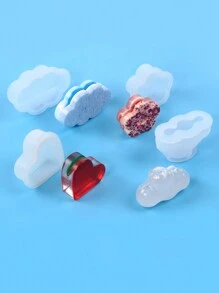 1 件树脂名片夹硅胶模具，半圆形、花朵、云朵、彩虹、六边形和心形，用于 DIY 装饰品制作 - 白色 - 查看 6