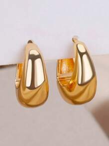 1 Pair Stainless Steel Small Hoop Earrings For Women Gold Color Round Water Drop Earring Female Fashion Wedding Ear Jewelry Gift