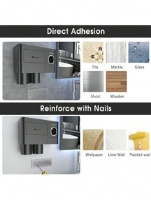J'ai des porte-brosses à dents pour salles de bain, 2 tasses porte-brosses à dents montées au mur avec distributeur de dentifrice - plateau de grande capacité, tiroir cosmétique - support de brossage des dents et accessoires de salle de bain Décoration de la maison Décoration d'automne Retour à l'école