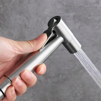 1PC Non Perforated 304 Stainless Steel Toilet Women'S Washing Machine, Spray Gun, Pressurized Nozzle, Bathroom And Body Cleaning Toilet Washer