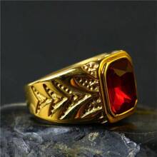 SeuSuk 1 pièce Bague sculptée en zircone cubique rouge à la mode design punk, cadeau d'accessoires cool unisexe