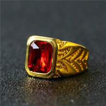 SeuSuk 1 pièce Bague sculptée en zircone cubique rouge à la mode design punk, cadeau d'accessoires cool unisexe