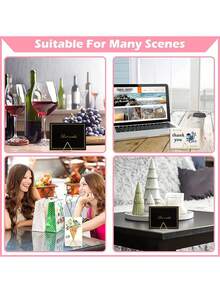 10入迷你金屬三角形桌卡座,適用於婚禮、紀念日、派對 - 照片、圖片、桌號 - 金色 - 查看 6