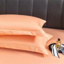 1 Vỏ Gối Mùa Hè Đá Mượt, Tấm Ga Trải Giường Chống Trượt Màu Trơn, Vỏ Nệm Mát & Mịn, Khăn Trải Giường Nhiều Màu - trái cam - Xem 9