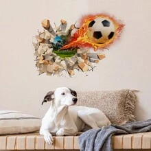 3d立體足球牆貼,撕下後自粘足球壁貼,適用於臥室、客廳裝飾 - 彩色 - 查看 6