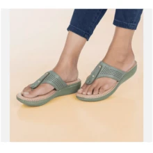 Womens Summer Flip Flops Thong Sandals Arch Support Cushion Slippers Soft Shoes - Green - View 2
