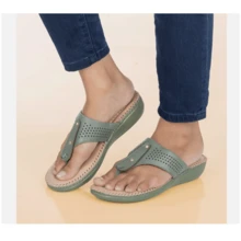 Womens Summer Flip Flops Thong Sandals Arch Support Cushion Slippers Soft Shoes - Green - View 4