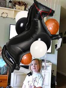 11pcs/Set Horse Shaped Aluminum Foil Balloons, Including White And Black And Brown And Black & White Latex Balloons, Suitable For Horse Themed, Birthday Party, Cowboy Themed Party Decoration