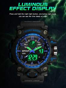 SANDA Top Luxury Brand New Arrival Men Watches 50M Waterproof Outdoor Sports Fishing Camping  Wrist Watch Digital Quartz Dual Display Stop-Watch Back Light Calendar Alarm Clock Multifunctional Date Week Wristwatch Electronic For Male Birthday Christmas Funky Gifts Relogio Masculino Halloween Back To School Supplies Teenager Stuff