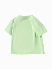 Balabala Camiseta de manga corta con cuello redondo, estampado de dibujos animados, amigable con la piel, para bebés y niñas en verano, color blanco
