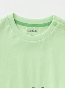 Balabala Camiseta de manga corta con cuello redondo, estampado de dibujos animados, amigable con la piel, para bebés y niñas en verano, color blanco