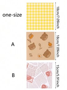 50入組方格三明治包裝紙，烘烤用紙製麵包包裝紙，空氣炸鍋廚房烘烤紙，空氣炸蒸籠紙，空氣炸鍋蓋 - 黃色 - 查看 2
