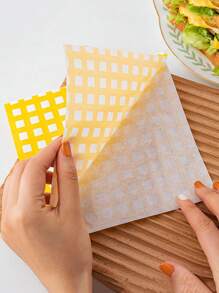 50入組方格三明治包裝紙，烘烤用紙製麵包包裝紙，空氣炸鍋廚房烘烤紙，空氣炸蒸籠紙，空氣炸鍋蓋 - 黃色 - 查看 4
