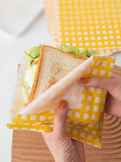 50pcs Plaid Sandwich Packaging Paper, Paper Bread Wrapper For Baking Air Fryer Kitchen Air Fryer Liners Air Fryer Paper Airfryer Air Frier