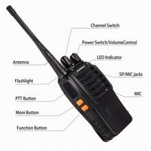 2 Pcs Rechargeable Walkie Talkie Radios, With Hands-Free - Black - View 3