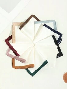 1pc Men's Fashion Solid Color Bordered Lightweight Minimalist Silk-Like Handkerchief Scarf, Suitable For Banquet, Work, Daily Wear - Solid Color - View 1