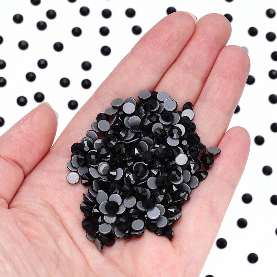 Glass Hotfix Rhinestones, 0.47 To 2.51 Inch Flat Bottomed Circular Rhinestone, Suitable For Clothing, Shoes, Hats, Jewelry Accessories - Black - View 1