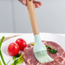 Kitchen Cooking Utensils Set, 12pcs Non-Stick Silicone Spatula Set With Holder, Woodle Handle Heat Resistant Gadgets Utensil(Green) - Mint Green - View 3